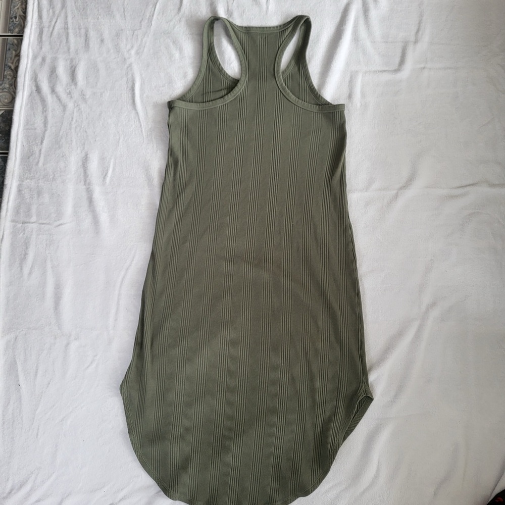Aerie Women’s Racerback Tank Dress Olive Ribbed Knit Sleeveless size Small - Picture 4 of 9